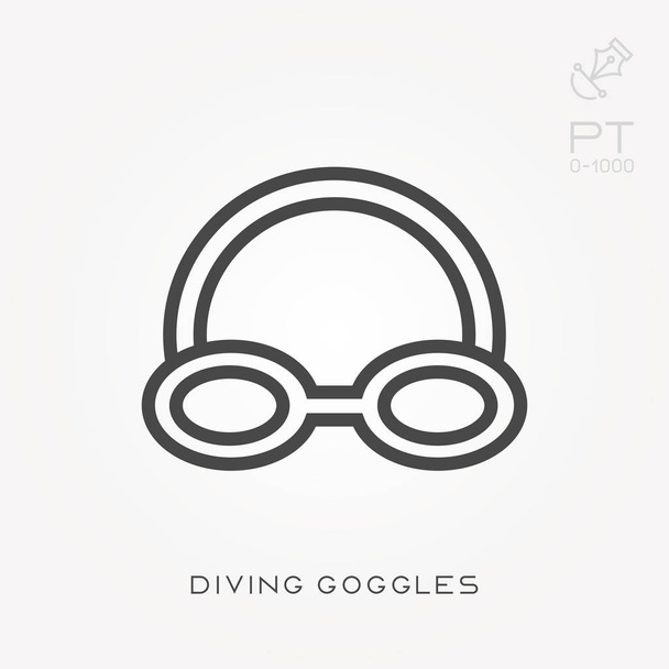 Line icon diving goggles - Vector, Imagen