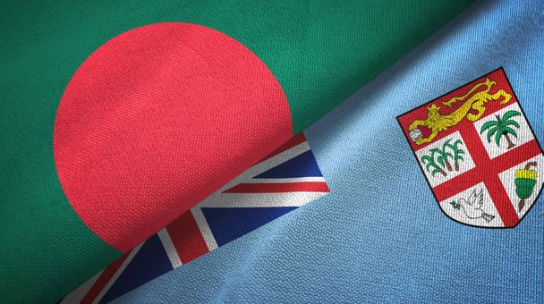 Bangladesh y Fiji dos banderas tela textil, textura de la tela
 - Foto, Imagen