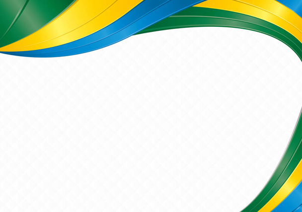 Abstraktní pozadí s tvary vln se zelenou, žlutou, modrou barvou vlajky Gabonu pro použití jako diplom nebo certifikát - Vektor, obrázek