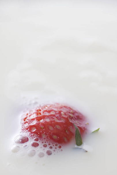 strawberry ice cream with fresh strawberries on white background - Foto, afbeelding