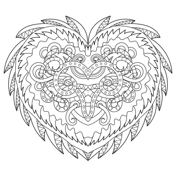Beautiful heart for coloring book. - Vector, Image