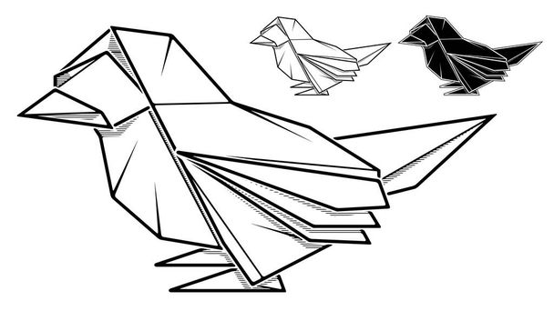 Image de papier origami moineau (dessin de contour
). - Vecteur, image