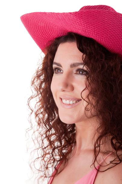 Pretty Woman with Pink Hat - Photo, Image