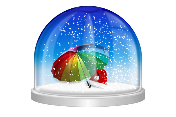 snow globe, digital modern 3d illustration  - Фото, изображение