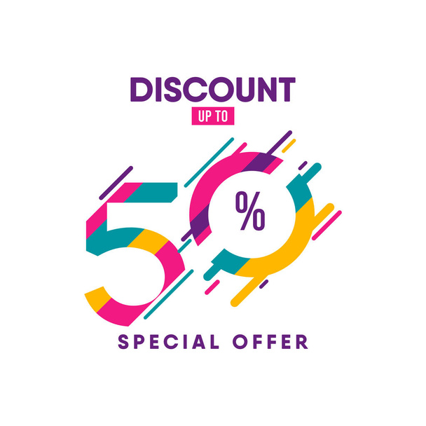 Discount Label up to 50% Special Offer Vector Template Design Illustration - Вектор,изображение