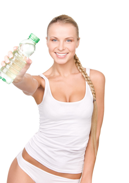 Beautiful woman with bottle of water - Фото, зображення