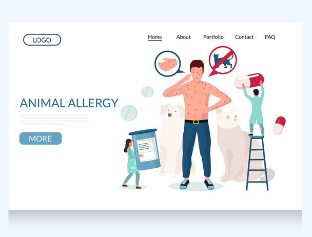 Eläinten allergia vektori verkkosivuilla aloitussivun suunnittelu malli
 - Vektori, kuva