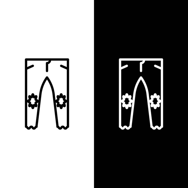 Set Line Hose Symbol isoliert auf schwarzem und weißem Hintergrund. Vektorillustration - Vektor, Bild