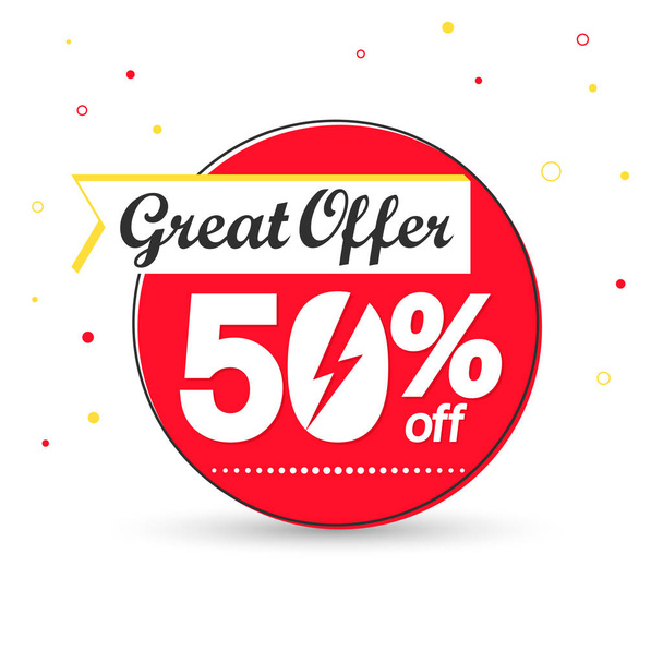 Flash Sale 50% korting, banner design template, korting tag, geweldige aanbieding, vector illustratie - Vector, afbeelding