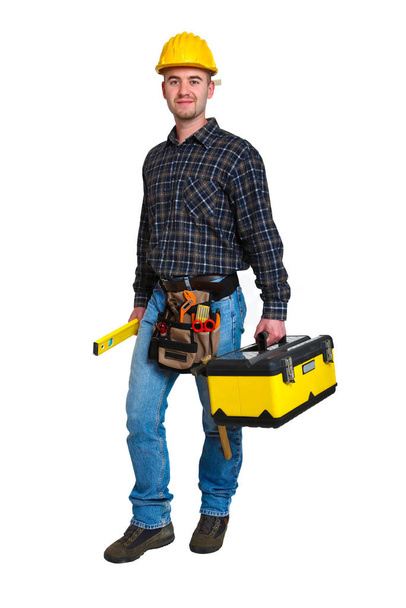 worker and tool box - Photo, image