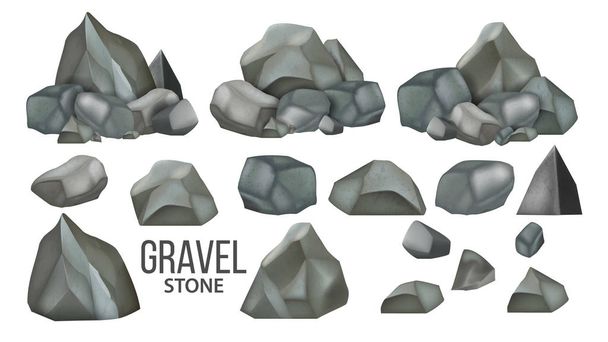 Stenen grind en graniet verzamelset Vector - Vector, afbeelding