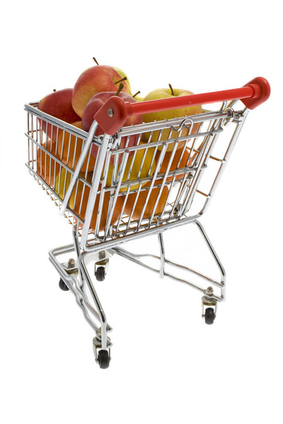 shopping cart with fruits,supermarket - Фото, изображение
