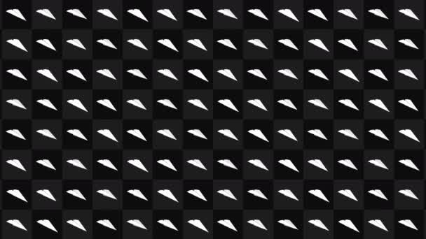 Handmade paper plane collection. Loop animation of flowing white paper plane on black background. Business connection concept. Origami airplane flying. - Footage, Video
