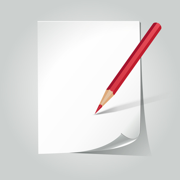 Paper and red pencil - Vector, Image