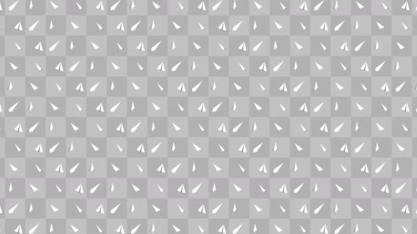 Collezione di aerei di carta fatti a mano. Animazione loop del piano di carta bianca fluente su sfondo grigio. Concetto di connessione aziendale. Origami aereo in volo
. - Filmati, video