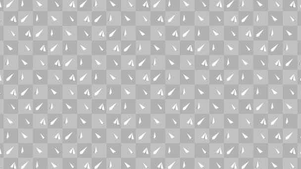 Handmade paper plane collection. Loop animation of flowing white paper plane on gray background. Business connection concept. Origami airplane flying. - Footage, Video