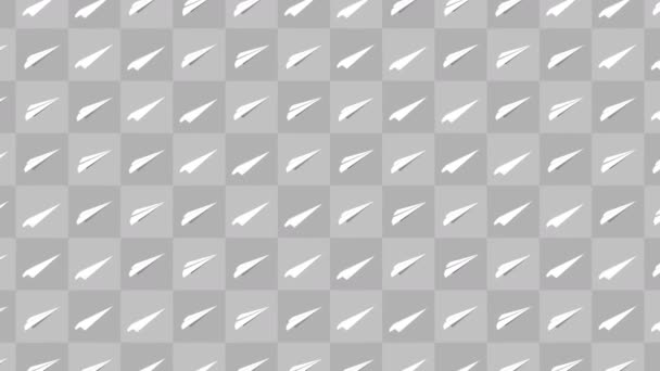 Coleção de avião de papel artesanal. Animação de loop de fluxo plano de papel branco sobre fundo cinza. Conceito de conexão de negócios. Avião Origami voando
. - Filmagem, Vídeo