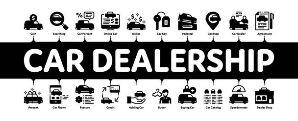 Κατάστημα λιανικού εμπορίου αυτοκινήτων Minimal Infographic Banner Vector - Διάνυσμα, εικόνα