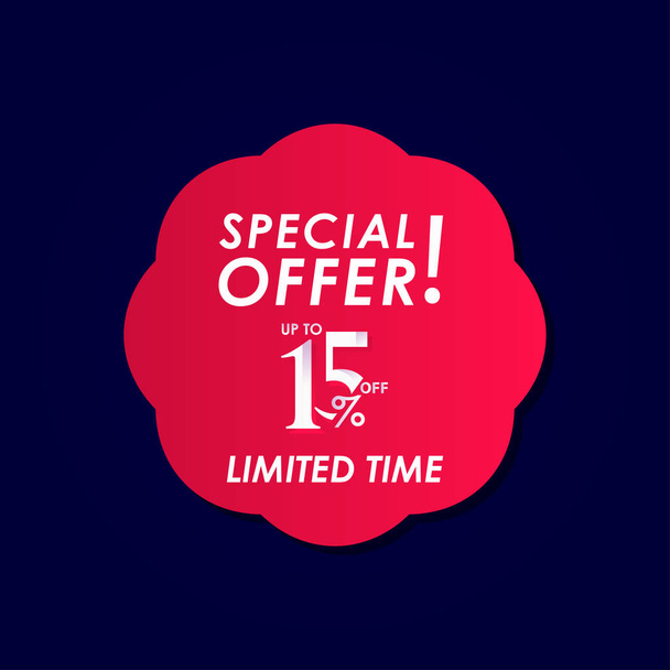 Discount Special Offer up to 15% off Limited Time Label Vector Template Design Illustration - Vetor, Imagem