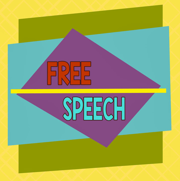 Handwriting text Free Speech. Conceptual photo the right of showing to express their opinions publicly Asymmetrical uneven shaped format pattern object outline multicolour design - Photo, Image