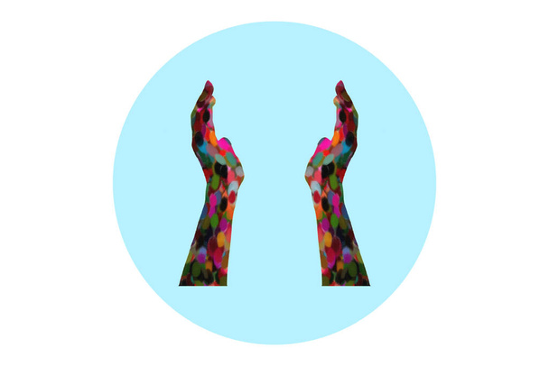 Two arms icon with a blue background - Photo, Image
