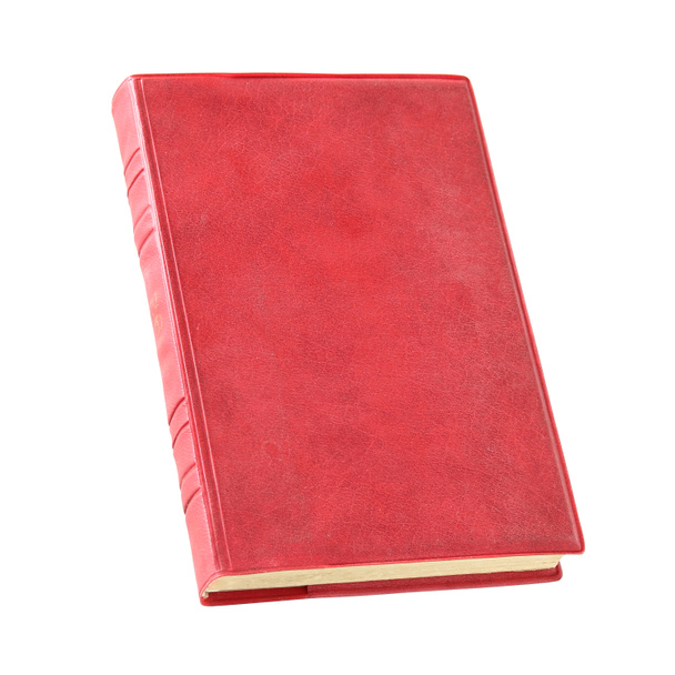 Livro vermelho velho isolado sobre branco com caminho de recorte
 - Foto, Imagem