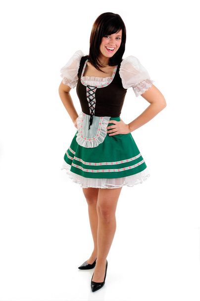 attractive and happy woman in traditional German clothe - Foto, Imagem