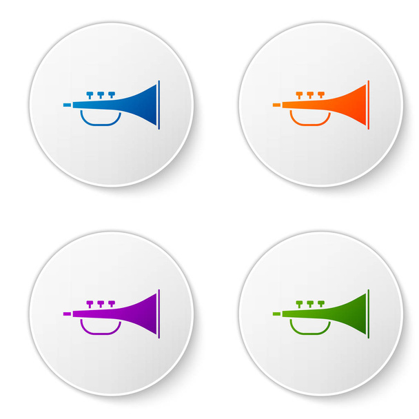 Color Musical instrument trumpet icon isolated on white background. Set icons in circle buttons. Vector Illustration - Vector, Image