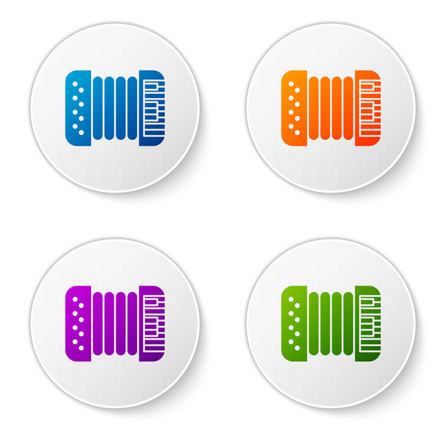 Color Musical instrument accordion icon isolated on white background. Classical bayan, harmonic. Set icons in circle buttons. Vector Illustration - Vector, Image