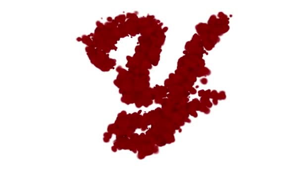 Alfabeto del sangue concetto, lettera Y appare al centro e svanisce con il vento, isolato su bianco
 - Filmati, video