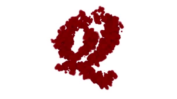 Alfabeto del sangue concetto, lettera Q appare al centro e svanisce con il vento, isolato su bianco
 - Filmati, video