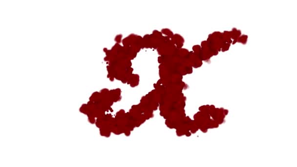 Alfabeto del sangue concetto, lettera X appare al centro e svanisce con il vento, isolato su bianco
 - Filmati, video