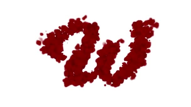Alfabeto del sangue concetto, lettera w appare al centro e svanisce con il vento, isolato su bianco
 - Filmati, video
