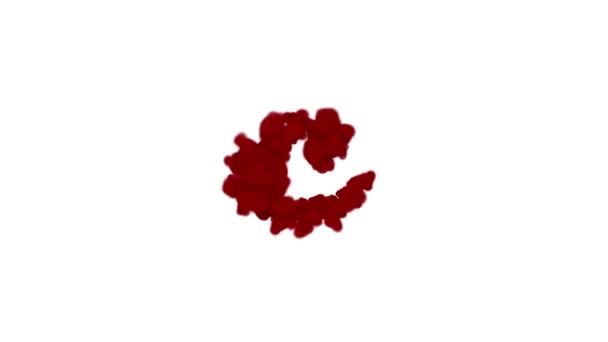 Alfabeto del sangue concetto, lettera c appare al centro e svanisce con il vento, isolato su bianco
 - Filmati, video