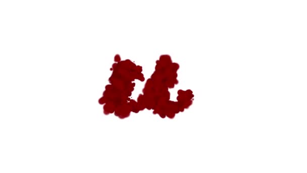Alfabeto del sangue concetto, lettera u appare al centro e svanisce con il vento, isolato su bianco
 - Filmati, video