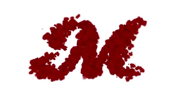 血のアルファベットの概念,文字Mは中心に表示され、風と消えます,白に隔離されました - 映像、動画