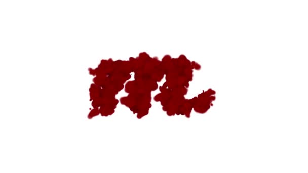 Alfabeto del sangue concetto, lettera M appare al centro e svanisce con il vento, isolato su bianco
 - Filmati, video
