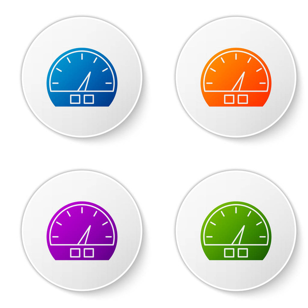 Szín Sebességmérő ikon elszigetelt fehér háttérrel. Állítsa ikonok kör gombok. Vektorillusztráció - Vektor, kép