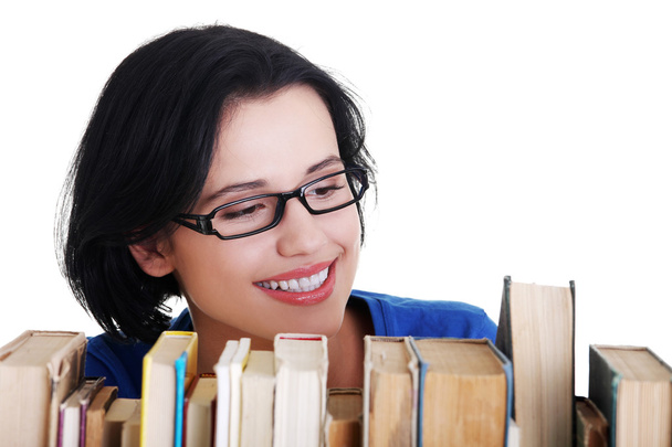 Happy smiling young student woman with books - Φωτογραφία, εικόνα