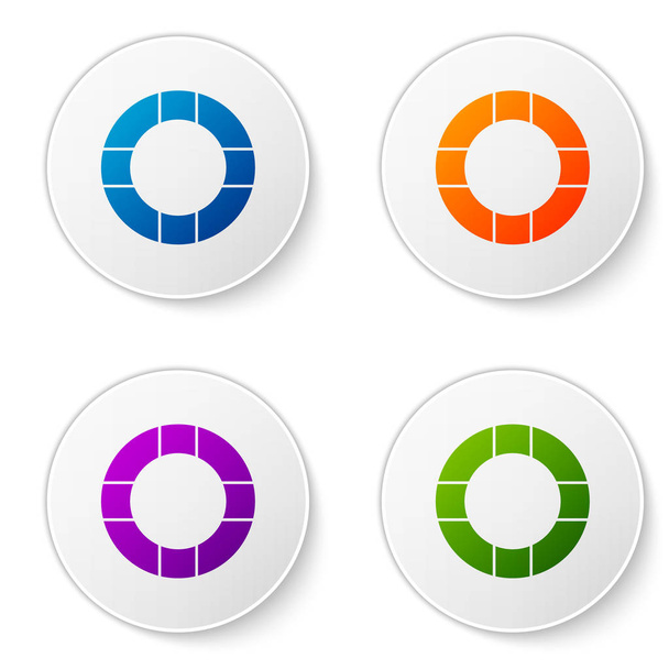 Χρώμα εικόνας Lifebuoy απομονώνονται σε λευκό φόντο. Σύμβολο ζώνης ασφαλείας. Ορισμός εικονιδίων σε κουμπιά κύκλου. Εικονογράφηση διανύσματος - Διάνυσμα, εικόνα