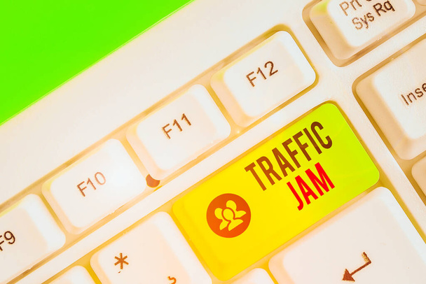 Text sign showing Traffic Jam. Business photo text a large number of vehicles close together and unable to move - Photo, Image