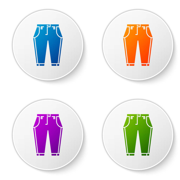 Color Pants icon isolated on white background. Set icons in circle buttons. Vector Illustration - Vector, Image