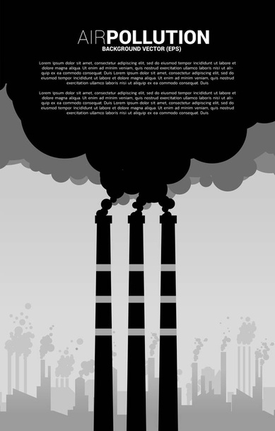 Τοξικός καπνός από καμινάδα εργοστασίου και βιομηχανικό κτίριο φόντο. Έννοια για την ατμοσφαιρική ρύπανση και την περιβαλλοντική κρίση. - Διάνυσμα, εικόνα