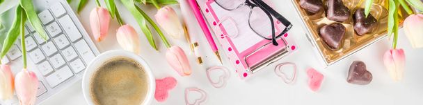 Spring woman office concept flatlay - Photo, Image