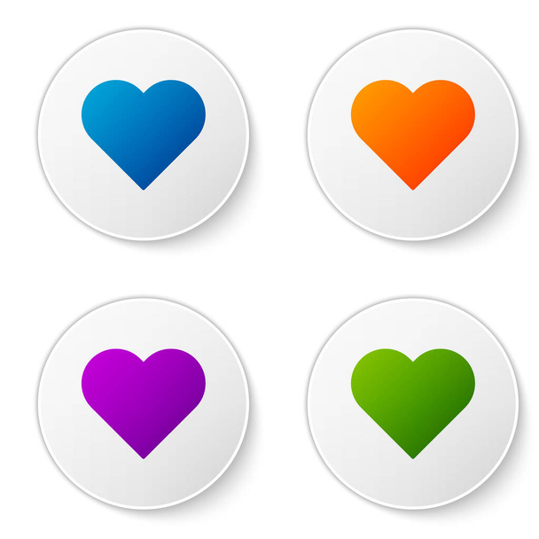 Color Heart icon isolated on white background. Romantic symbol linked, join, passion and wedding. Valentine day symbol. Set icons in circle buttons. Vector Illustration - ベクター画像