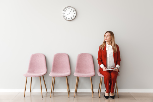 Young woman waiting for job interview indoors - Photo, Image