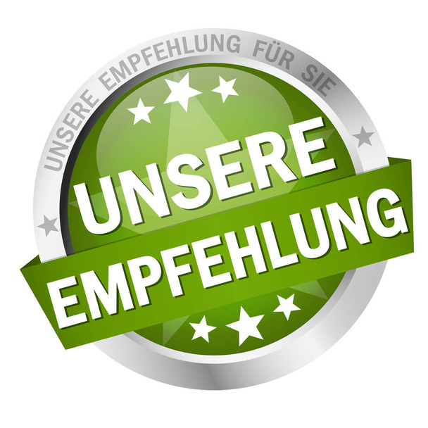 Botão com banner nossa recomendação (em alemão
) - Vetor, Imagem