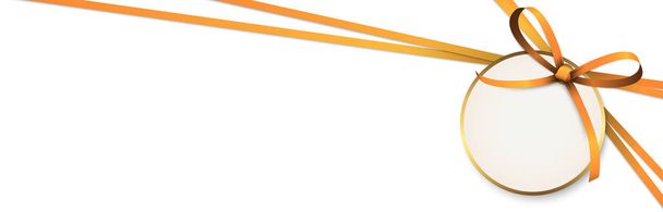 Oranje gekleurde lint Bow met Hang tag - Vector, afbeelding