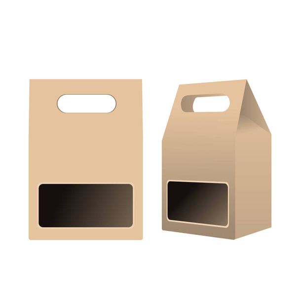 Modèle d'emballage en carton alimentaire. Vue avant et latérale. Illustration vectorielle réaliste détaillée élevée
. - Vecteur, image