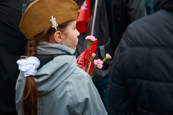 Kaluga, Russia - May 09, 2019: People participate in memorial parade - Photo, image